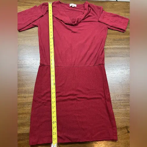 Michael Stars Women's Small Tulip Sleeve Pullover Cowl Neck Midi Red Dress