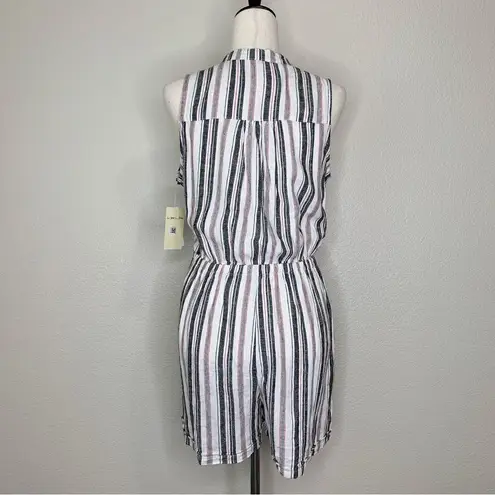 NWT Kelly Renee Linen Blend Women’s Size Medium Striped Romper Gray