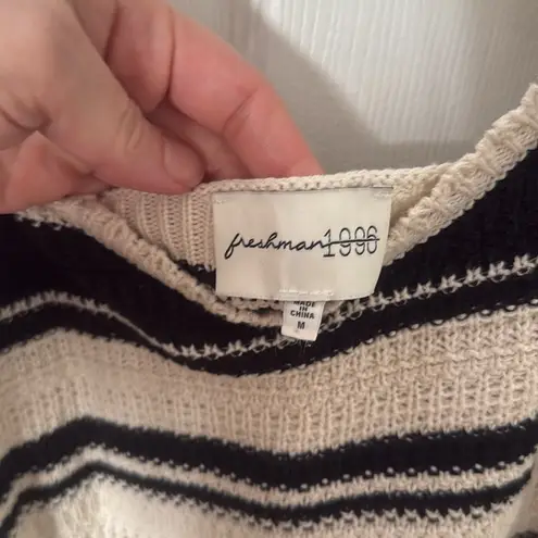 Striped Black and Cream Knit Dress freshman 1996 medium