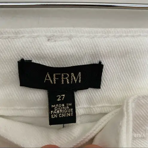 AFRM Jeans Distressed White Frayed Ripped Casual Neutral Classic High Rise Cute Size 27