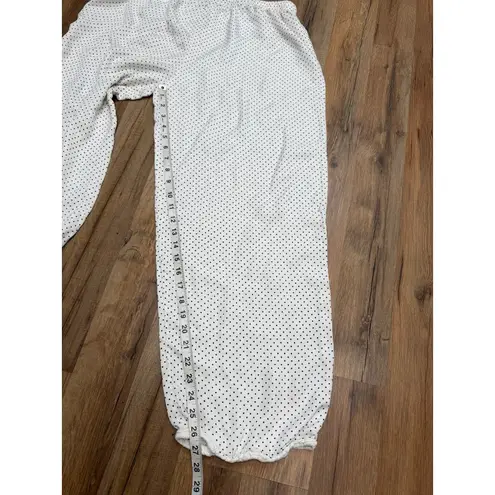 Vintage White Polka Dot Lounge Pants Rayon Elastic Waist L/XL