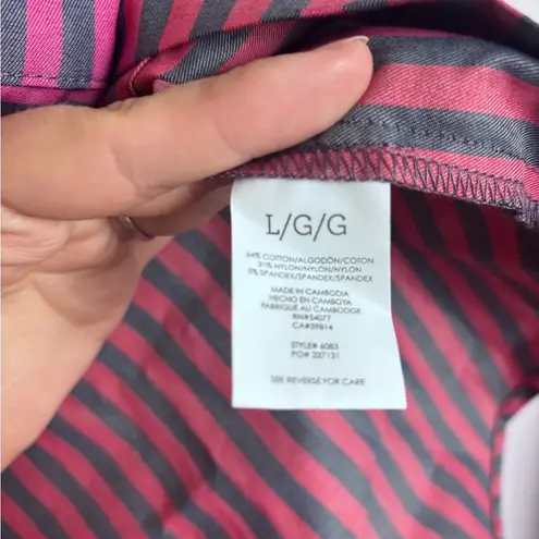 CAbi  Pink and Blue Striped Regatta Casual Button Down Shirt Shacket