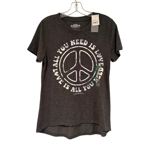 Vintage Concert Tees All You Need Is Love Peace Tshirt Women's M Charcoal Retro Gray Size M