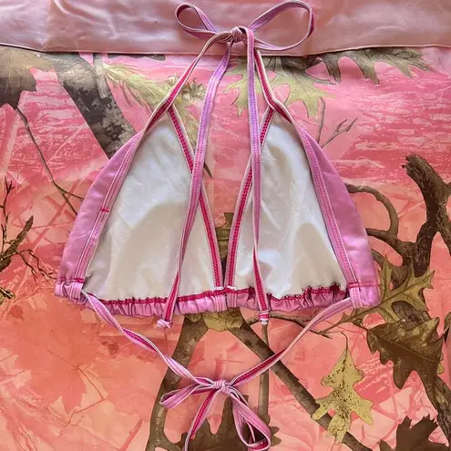 vintage pink sparkly iridescent triangle bikini top Size L