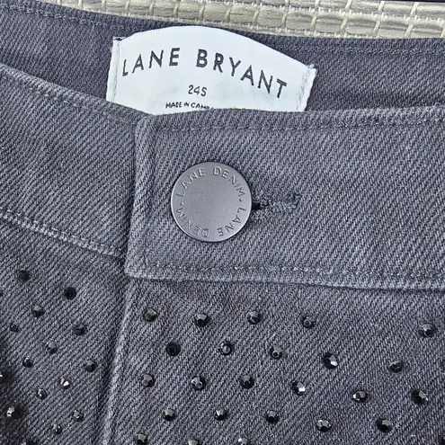 Lane Bryant  Jeans Womens Plus Size 24S Black Rhinestone Mid-Rise Boyfriend NEW