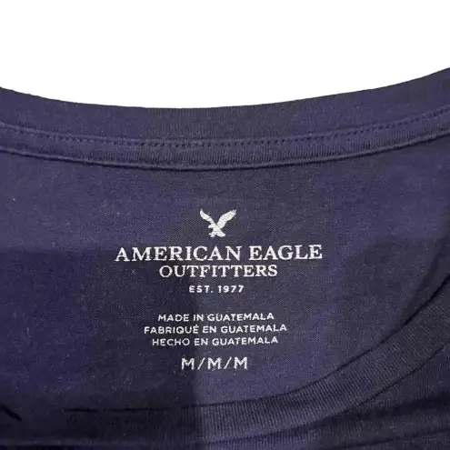 American Eagle  Navy Blue Short‎ Sleeve Crew Neck Crop Top T-Shirt Size Medium