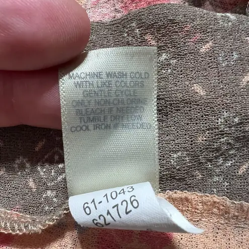 J. Jill Full Zip Jacket Top Small Sheer Vintage Floral Lace Mesh Hooded Womens S Pink