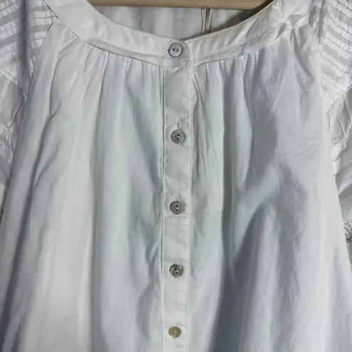 Faherty Enna Button Up Blouse Top Womens XXS White Boho Flowy Organic Cotton NWT