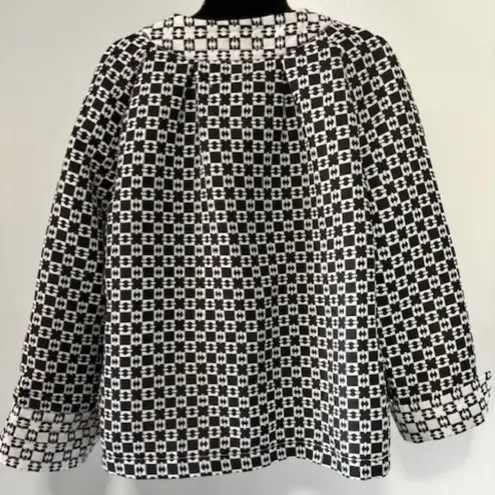 Live a Little Vtg Black White Quilted Button Cuff Jacket Women XL Bold Career
