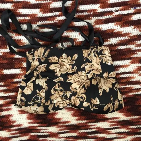 Whimsygoth Black gold floral corset sweetheart bustier top blouse shirt #evening #party #formal #glam Size L