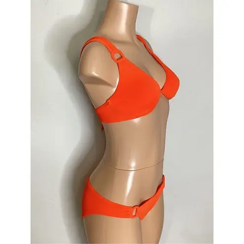 Robin Piccone New. red orange buckle bikini. XS-top/S-bottom. Retails $216