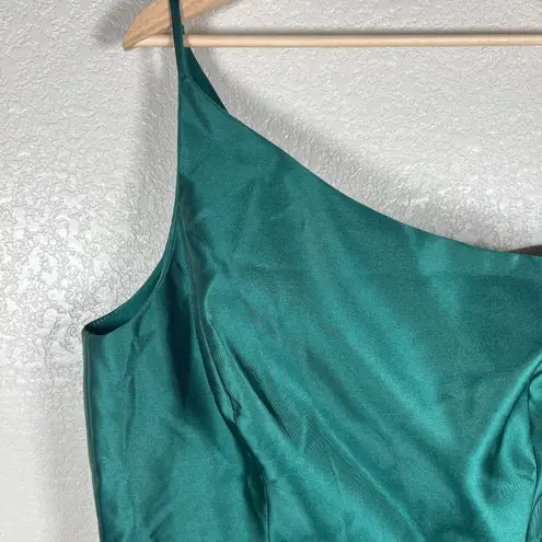 Alfred Sung Green Evening Gown 18 One Shoulder Satin Dress Wedding Formal Gala