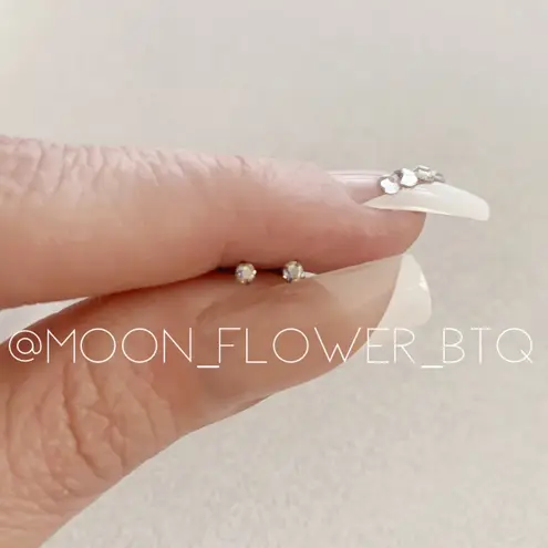 Very Tiny Rainbow CZ Flat Back Earrings Green