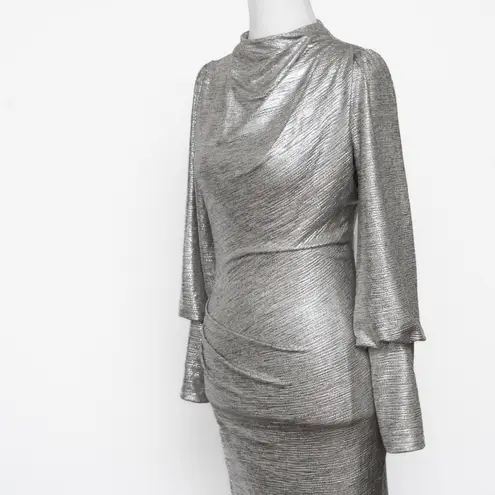 Black Halo - Iron Glow Metallic Long Sleeve Bodycon Dress