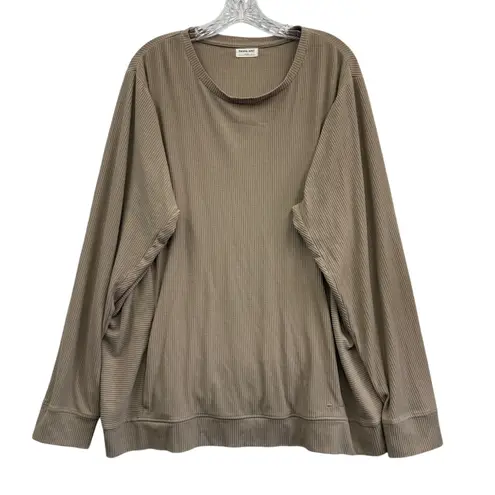 Tommy John Women's Ribbed Lounge Top Long Sleeve Relaxed Fit Pullover 2XL Tan Size XXL