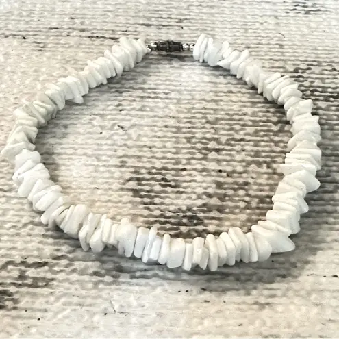 Vtg Hawaiian Beach Sea Shell Puka Chip Surfer Skater Anklet Bracelet White