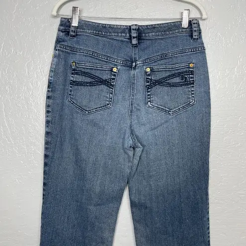 St. John  Sport Women 8 Medium Wash Denim Straight Cut Jeans Stretch High Waisted