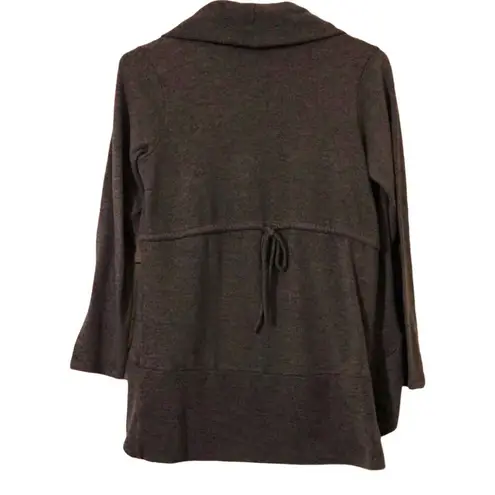 Twenty One MEDIUM Gray Back Waist Tie Long Sleeve Blazer Open Front Cardigan