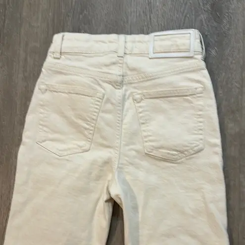 La Ligne Sz 23 Meredith Off White Cream High Rise Cropped Flare Leg Denim Jean