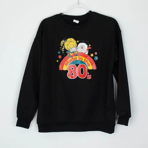 Rainbow Brite Womens Graphic Pullover Sweatershirt Size M Black Retro 80s Cozy Size M