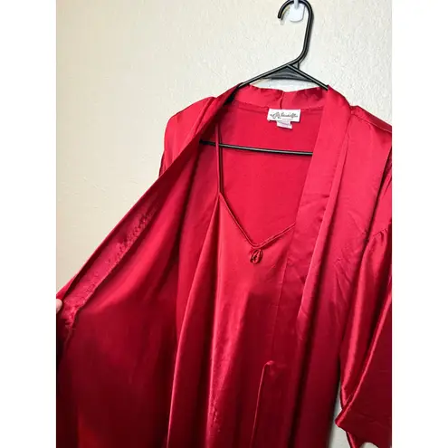 Intimate Affair Red Satin Robe Set Nightgown Sleepwear Lingerie Medium M