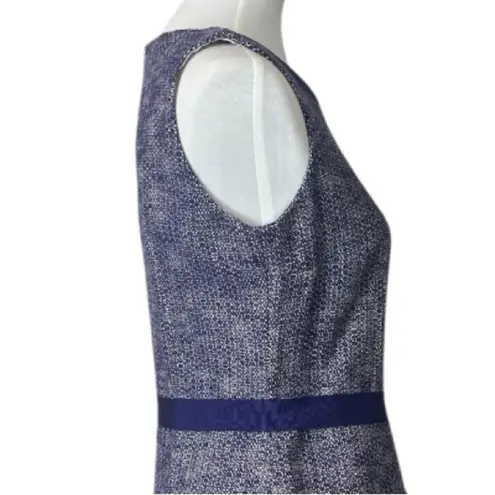 Paule Ka Sheath Dress Tweed Sleeveless Round Neck Purple Cream Women’s Size 8