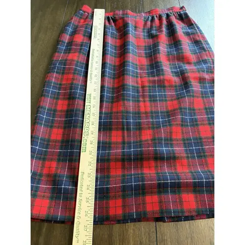 Pendleton  Women's 100% Virgin Wool Tartan Red Plaid Midi Skirt Size 14 Petite