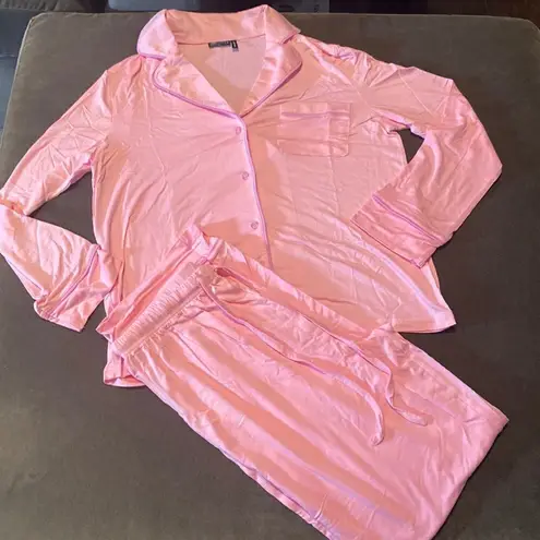 ASOS Design Women’s Long Sleeve Shirt & Pants Pajama Set Pink Piping Size 4 NEW
