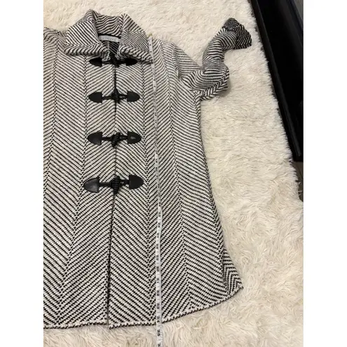 Willow Black and White Herringbone Toggle Coat Womens Large Winter made in USA
