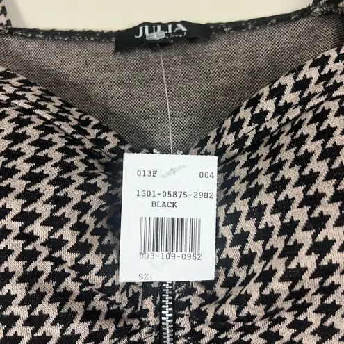 Love j NWT Julia by Bustier Crop Top Womens L Black Cream Houndstooth Zip-Front