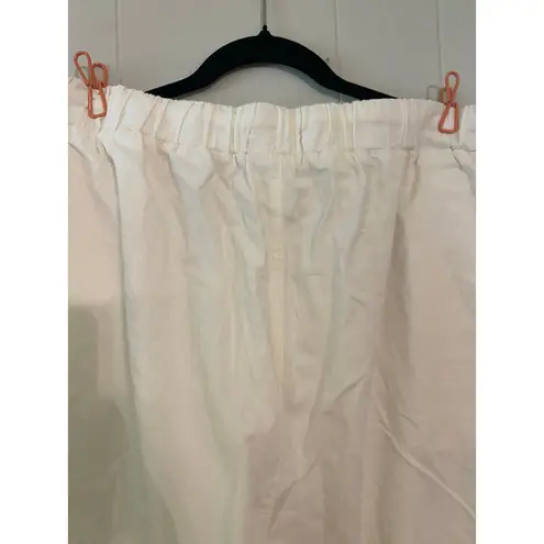Woman Within 100% Cotton Wide Leg White Pants Drawstring Waist 22W Tall