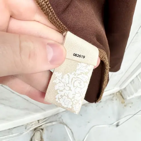 Soft Surroundings Jacket Women Size Medium Brown Floral Open Front Long Sleeve