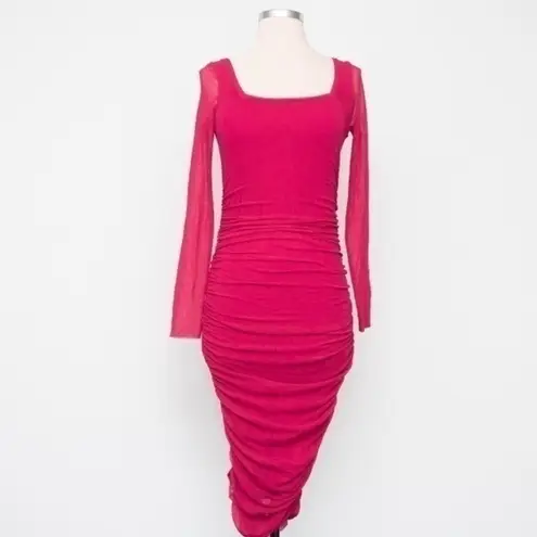 Fuzzi. Rusched Bodycon Dress. Pink Size XS