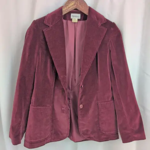 Vintage Ladies' Red Velvet Blazer Size M