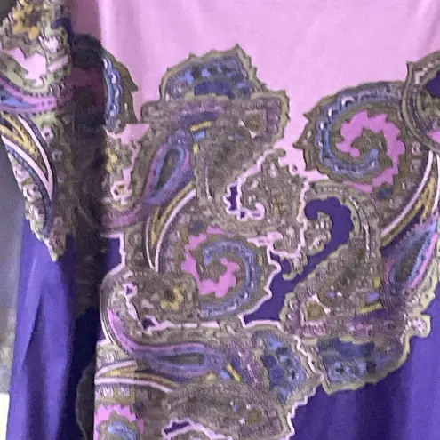 Covington   Sheer Paisley Print 2 PIECE CHIFFON Layered Boho‎ Top L Purple