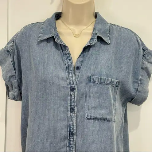 Velvet Heart Edison Shirt Chambray Button Up Short Sleeve Blue Pocket Small New
