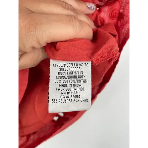 Baraschi Women's Red Embroidered Pockets Pleated Above Knee A