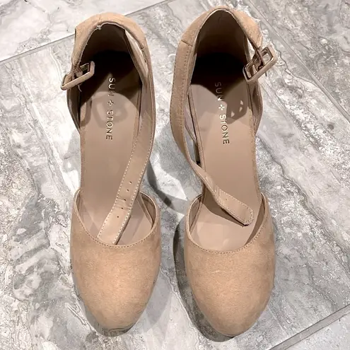 Sun+Stone Estrella Block Heel Platform Pumps, Size 9.5 NEW in Box $69.50 Tan