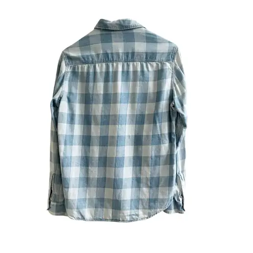 Faherty Women’s Authentic Natural Indigo Plaid Shirt 100% Cotton Sz Medium Blue