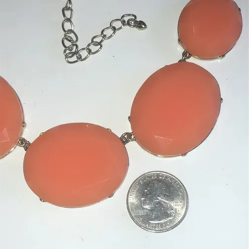 Silver Tone & Peach Chunky Retro Boho Statement Necklace