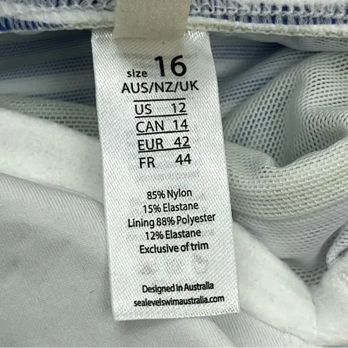 Sea Level Swim Blue White Striped One Piece Swimsuit Womens US 12 NEW *FLAW