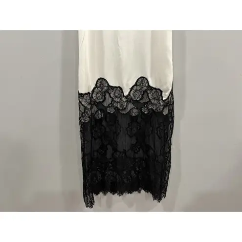 ZARA  Black White Satin Effect Maxi Long Dress Medium M NEW