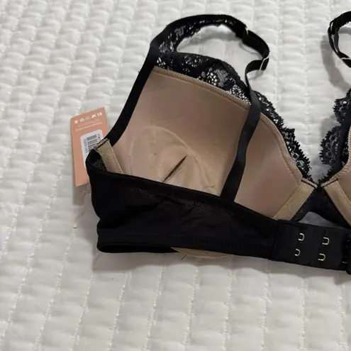 Third Love Black & Nude 32C 1/2 Lace Contour Plunge Bra Missing Pads Size undefined