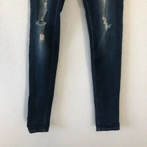 Vervet Boutique Flying Monkey Low Rise Dark Wash Distressed Skinny Jeans 25