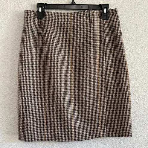 Vintage Classic Houndstooth Alpaca Wool Skirt Size 12 Black