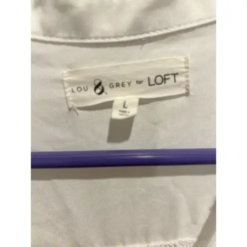 Lou & grey  LOFT White Faux‎ Wrap Long Sleeve Top Lyocell Women’s Size Large