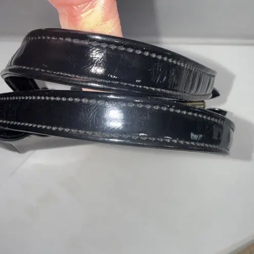 Vintage Black Patent Leather Old Money Minimalist Classic Top Handle Bag Purse