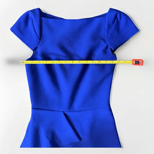 $1165 Roland Mouret Aldingham AsymmetricCrepe Peplum Blue Dress NET