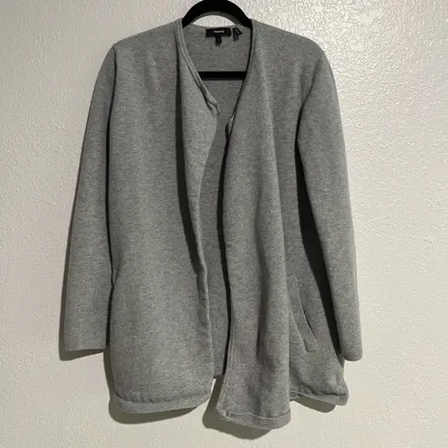 Theory  gray Nyma Ko Merino Wool Angora blend open front cardigan Lagenlook