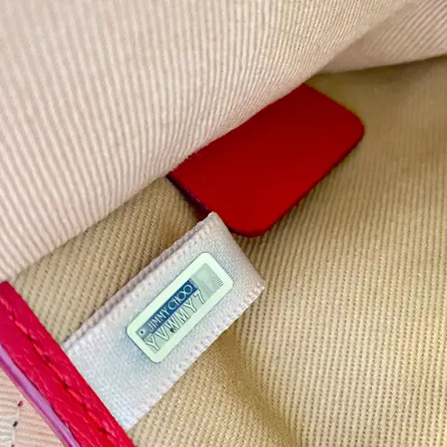 Jimmy Choo Red Saffiano Leather Cosmetic Bag